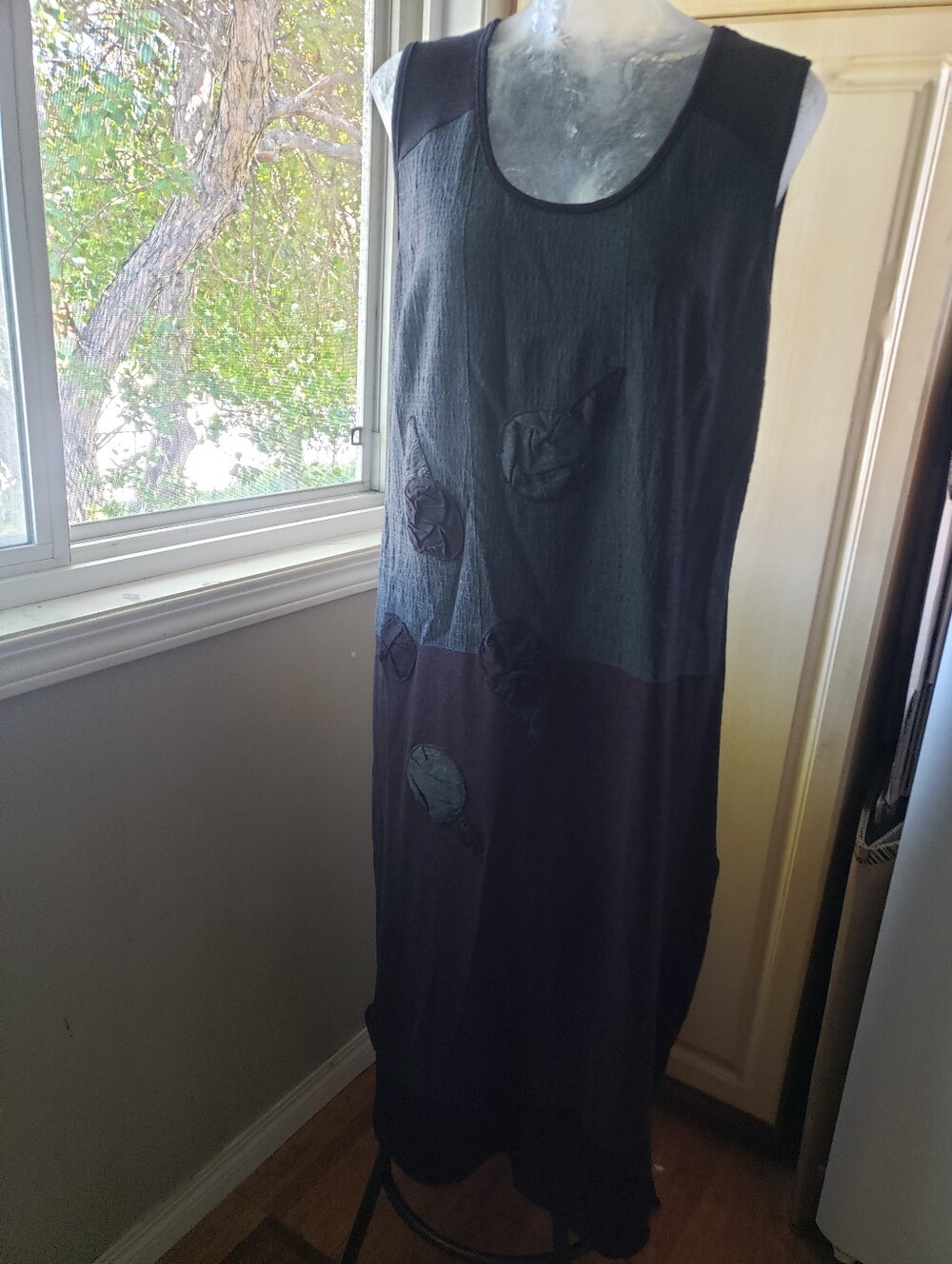 Sleeveless Black Patch Detail Women's Dress